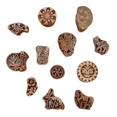 Set of 12 Piece New Mix Wooden Printing Blocks